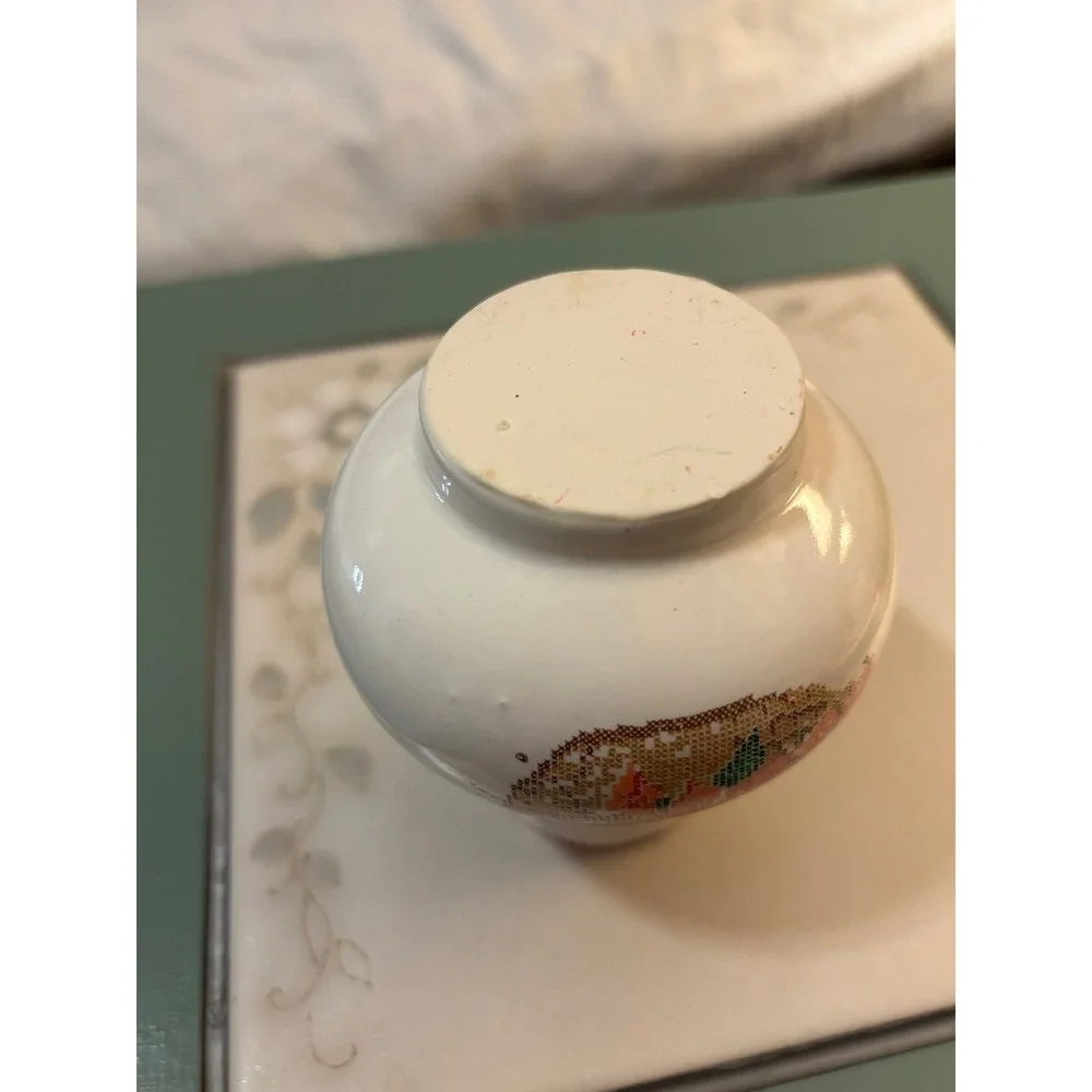 Vintage Charming bud vase with cross-stitch design of flower